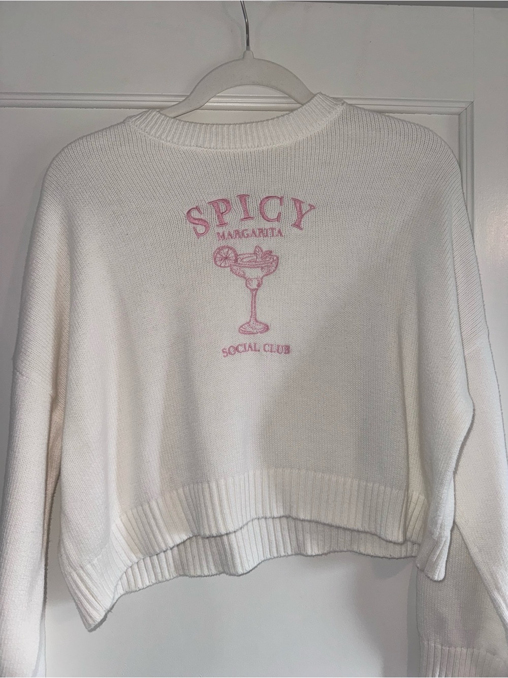 Spicy Margarita Embroidered White Sweater